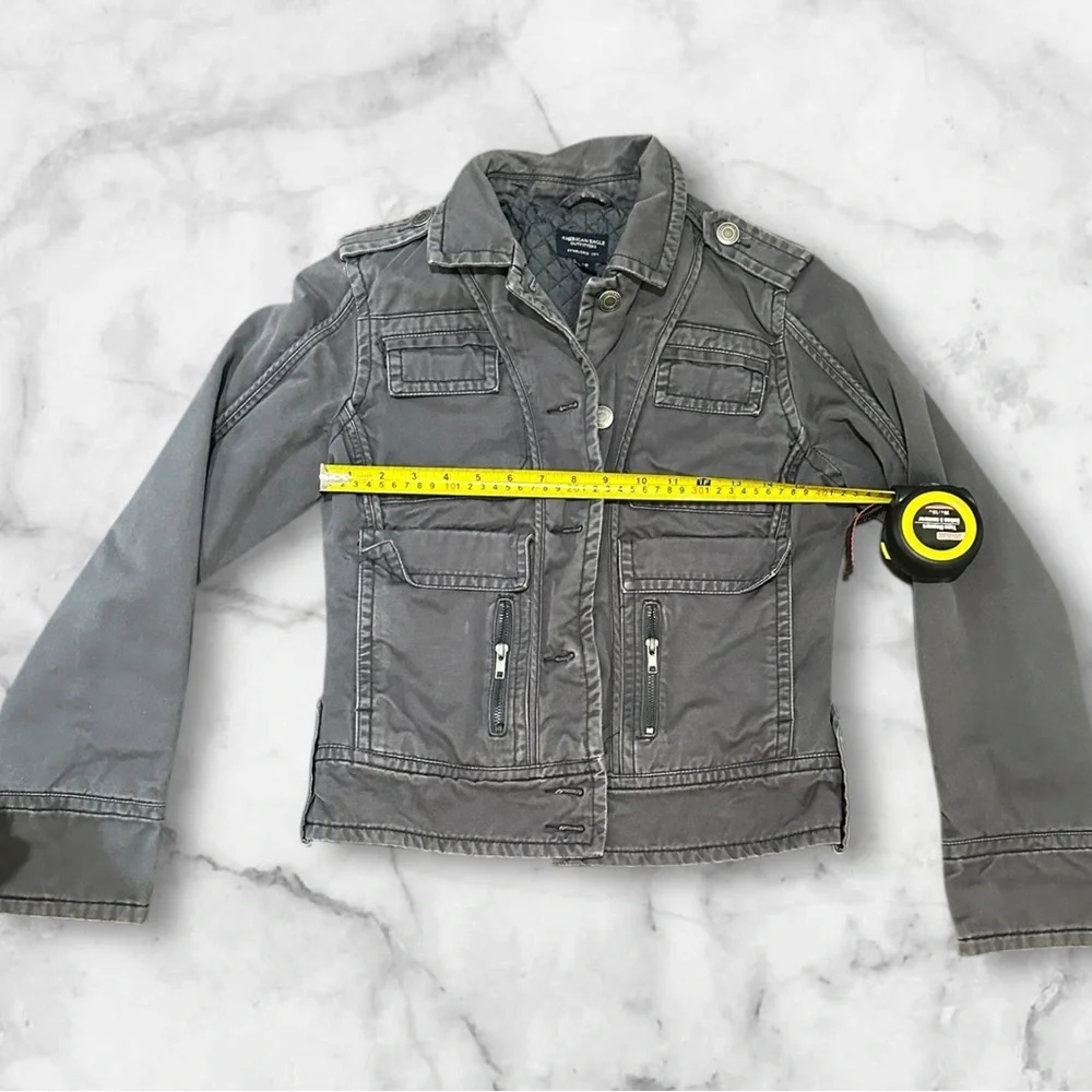 Gray Utility Military Jacket Women’s Small Lightweight Cargo Coat
